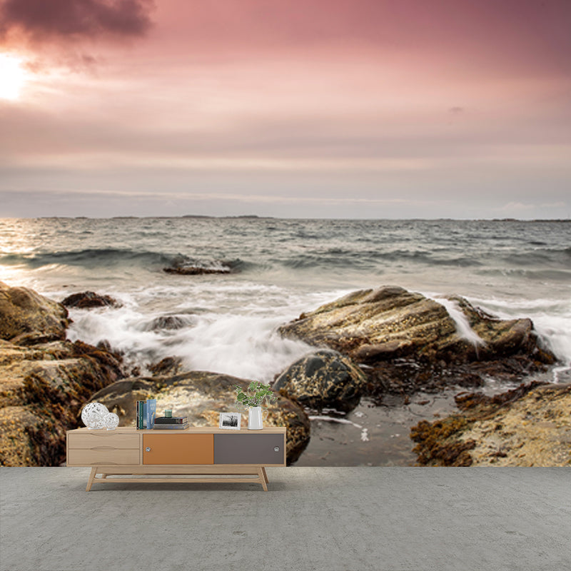 Vast Sea and Rock Mural for Living Room Seascapes Wall Covering, Custom Size Available Clearhalo 'Wall Decor' 'Wall Mural' 1468978