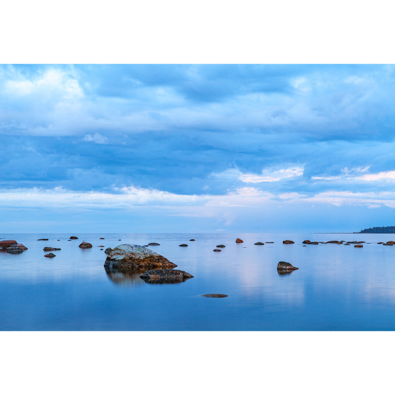 Tidal Flat with Rocks Mural Wallpaper Blue Tropical Wall Covering for Living Room Clearhalo 'Wall Decor' 'Wall Mural' 1469075