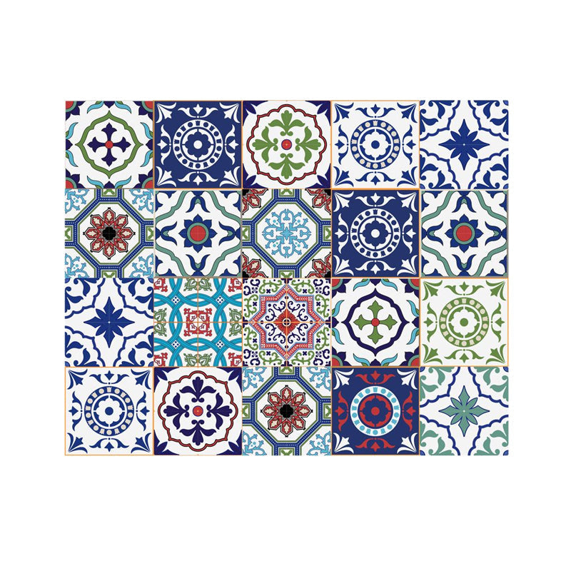 Bohemia Mandala Stick Wallpaper Panel Set for Bathroom 8.6-sq ft Wall Decor in Red-Blue-Green Clearhalo 'Wall Decor' 'Wallpaper' 1469368