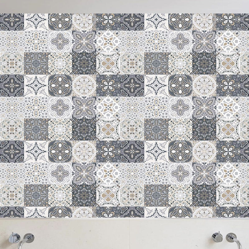 Boho Seamless Pattern Wallpaper Panel Grey Geometric Wall Art for Bathroom, Easy to Remove Clearhalo 'Wall Decor' 'Wallpaper' 1469372