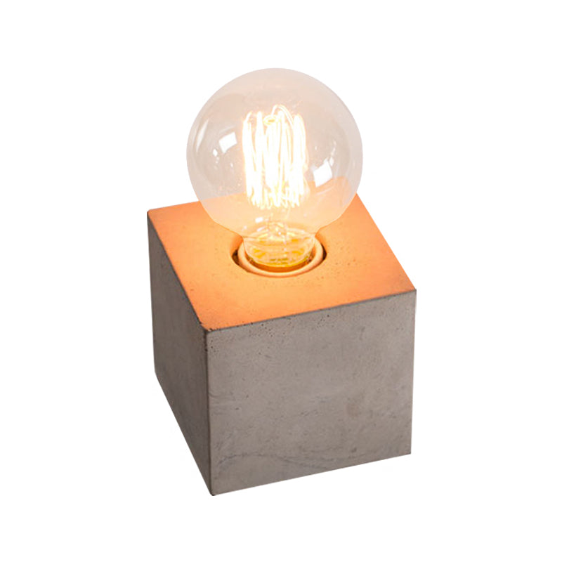 Cement Squared Base Table Lighting with Bare Bulb Vintage Style 1 Light Bedside Mini Table Lamp Clearhalo 'Lamps' 'Table Lamps' Lighting' 147211