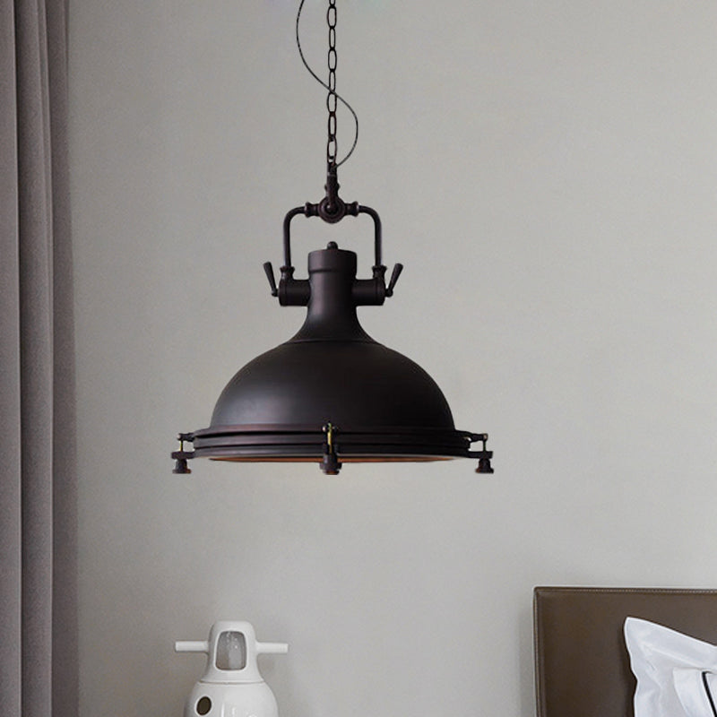 Matte Black Pot Pendant Ceiling Light Industrial Iron Single Dining Table Hanging Lamp Kit, 12.5