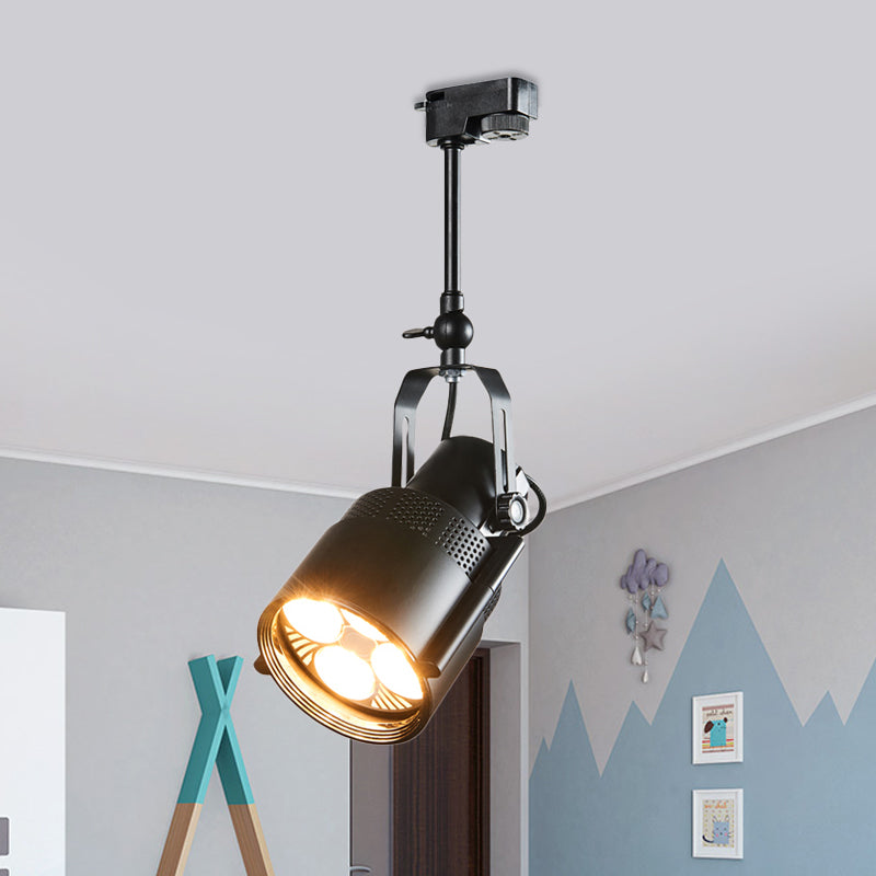 Black 1 Bulb LED Semi Flush Lighting Factory Metallic Cylinder Rotatable Ceiling Mounted Fixture with Handle Black Clearhalo 'Ceiling Lights' 'Close To Ceiling Lights' 'Close to ceiling' 'Semi-flushmount' Lighting' 1472990