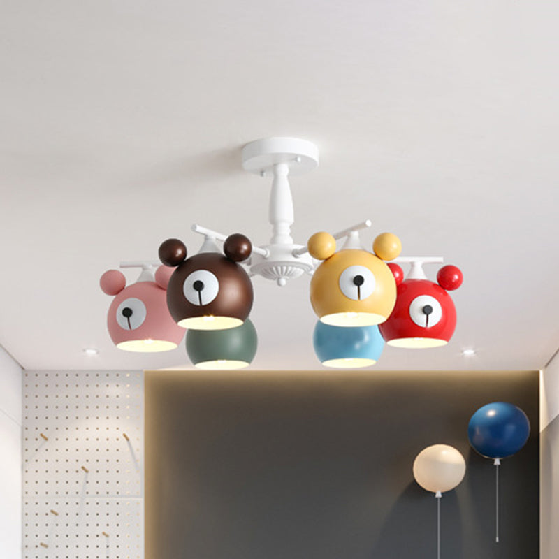 White Animal Head Ceiling Lamp Kids 6 Lights Iron Semi Flush Mount Lighting for Nursery Clearhalo 'Ceiling Lights' 'Close To Ceiling Lights' 'Close to ceiling' 'Semi-flushmount' Lighting' 1473502