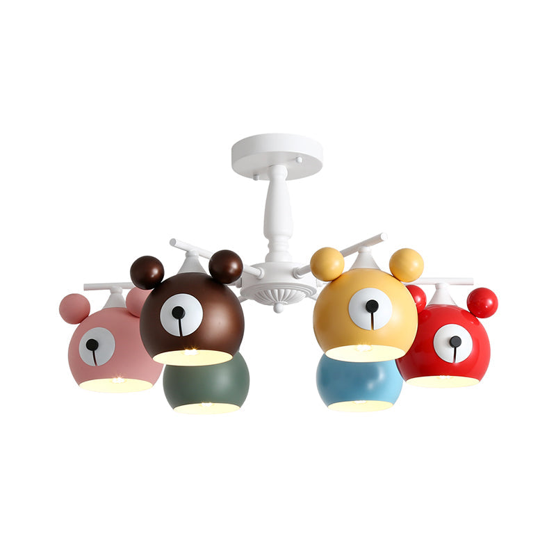 White Animal Head Ceiling Lamp Kids 6 Lights Iron Semi Flush Mount Lighting for Nursery Clearhalo 'Ceiling Lights' 'Close To Ceiling Lights' 'Close to ceiling' 'Semi-flushmount' Lighting' 1473504