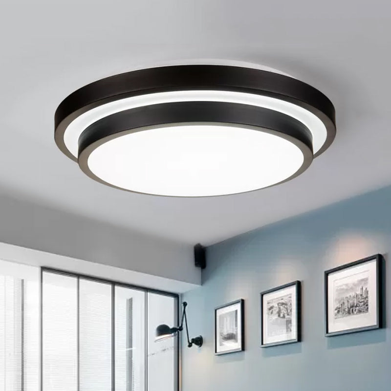 Vintage Dual-Layered Ceiling Flush LED Iron Flush Mount Light Fixture in Black for Living Room, 11