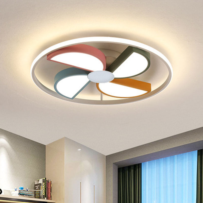 Acrylic Windmill Ceiling Light Macaroon LED White Flush Mount Recessed Lighting for Bedroom, 16.5