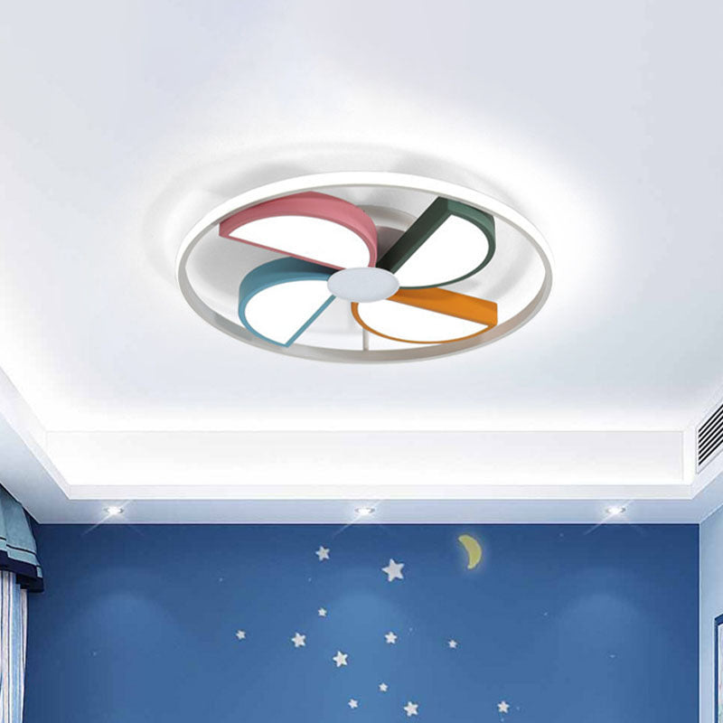 Acrylic Windmill Ceiling Light Macaroon LED White Flush Mount Recessed Lighting for Bedroom, 16.5