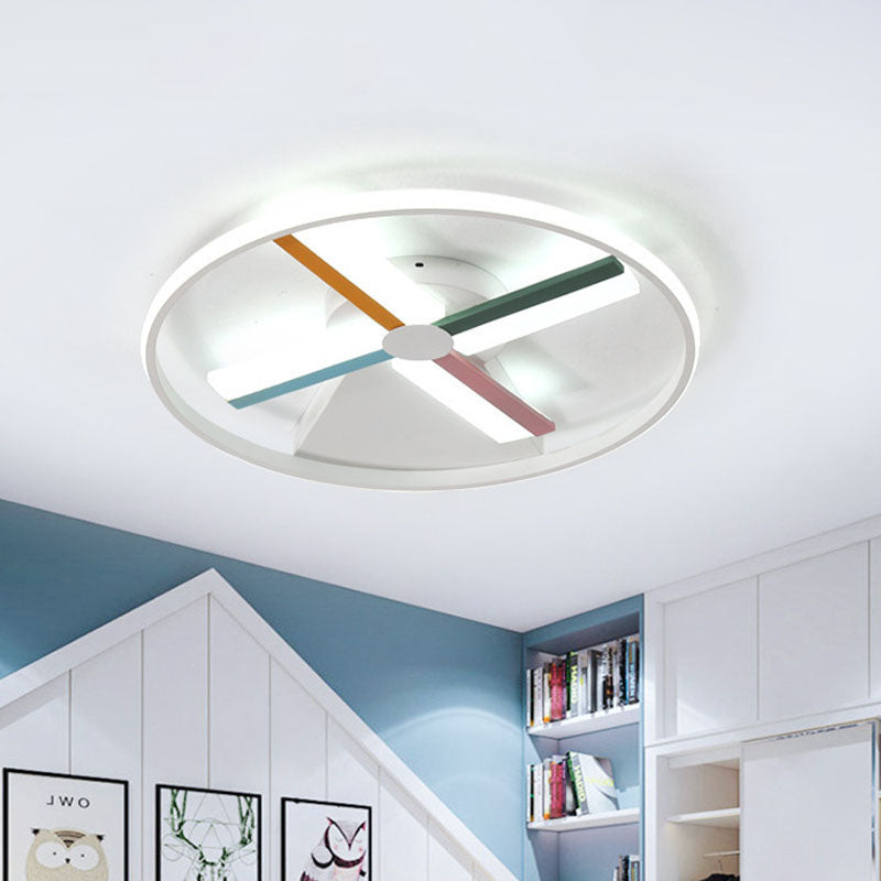 White Windmill Ceiling Flush Modern LED Acrylic Flush Mount Lighting Fixture for Children Bedroom, 16.5