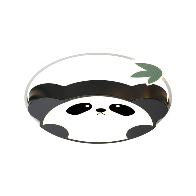 Metal Panda Ceiling Flush Mount Kids LED Black Flushmount Lighting in Warm/White Light for Bedroom, 16