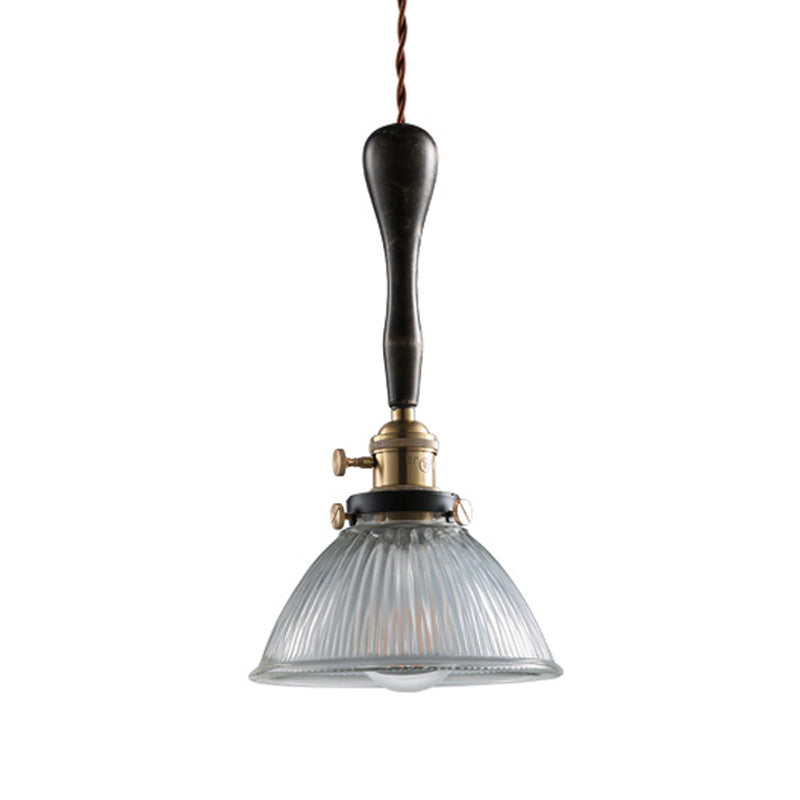 Bowl Dining Room Pendant Lighting Industrial Clear Prismatic Glass 1 Head Black Hanging Light Clearhalo 'Ceiling Lights' 'Close To Ceiling Lights' 'Glass shade' 'Glass' 'Industrial Pendants' 'Industrial' 'Middle Century Pendants' 'Pendant Lights' 'Pendants' 'Tiffany' Lighting' 1474849