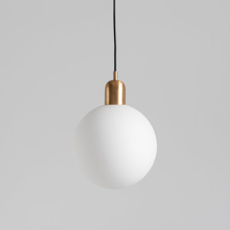 Simple Spherical Opal Glass Drop Pendant 1-Light Hanging Ceiling Light with Red/White/Green Cap Clearhalo 'Ceiling Lights' 'Glass shade' 'Glass' 'Modern Pendants' 'Modern' 'Pendant Lights' 'Pendants' Lighting' 1475218