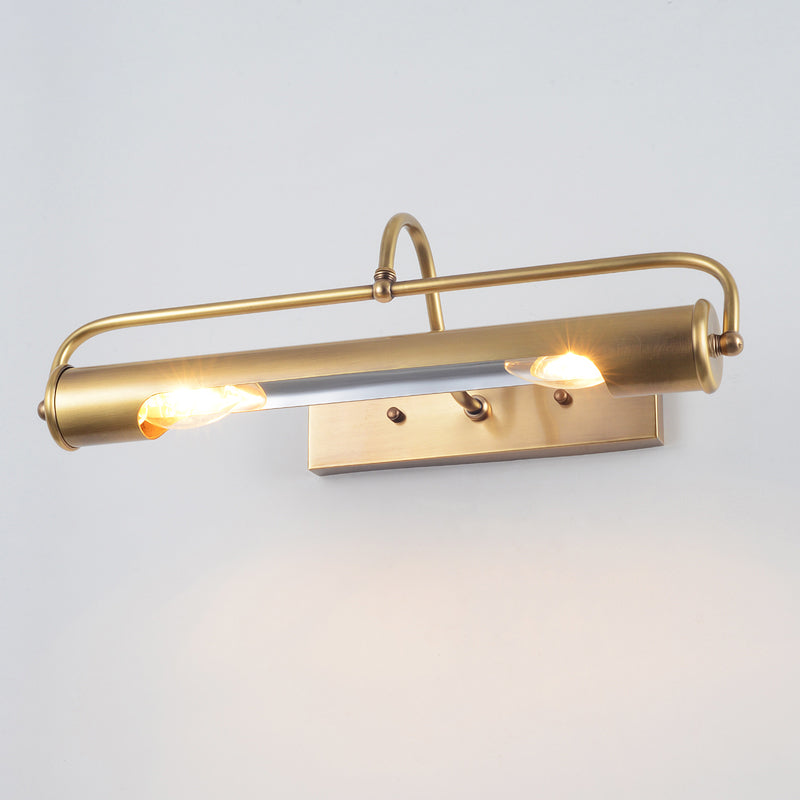 Linear Bathroom Vanity Light Fixture Traditional Metal 2-Light Gold Wall Sconce Lighting with Curvy Arm Gold Clearhalo 'Vanity Lights' 'Wall Lights' Lighting' 1475243