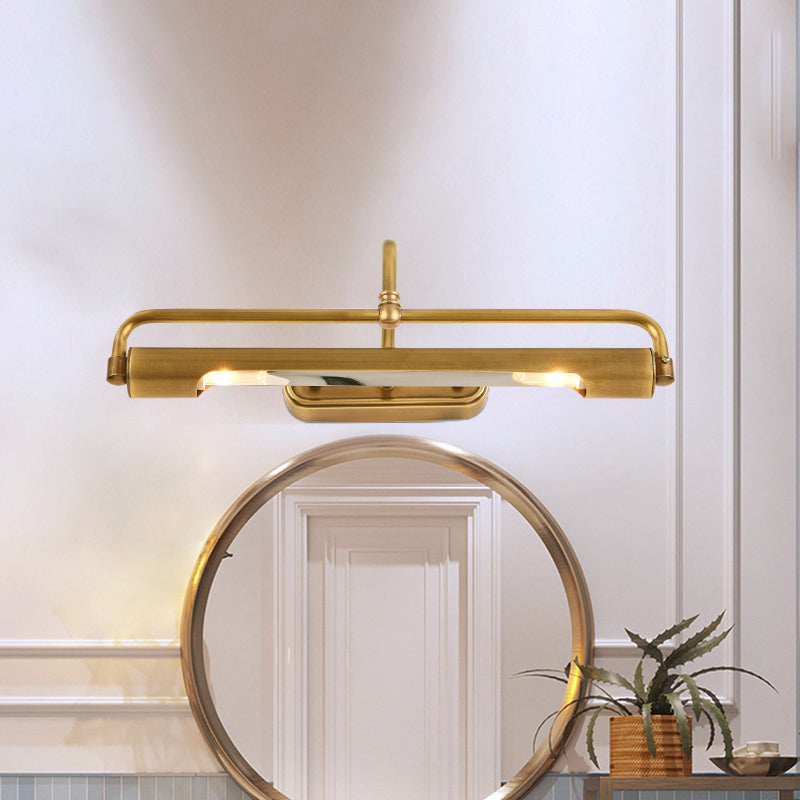 Linear Bathroom Vanity Light Fixture Traditional Metal 2-Light Gold Wall Sconce Lighting with Curvy Arm Clearhalo 'Vanity Lights' 'Wall Lights' Lighting' 1475244