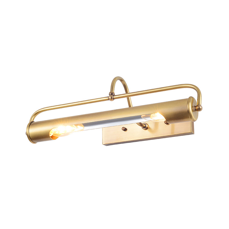 Linear Bathroom Vanity Light Fixture Traditional Metal 2-Light Gold Wall Sconce Lighting with Curvy Arm Clearhalo 'Vanity Lights' 'Wall Lights' Lighting' 1475246