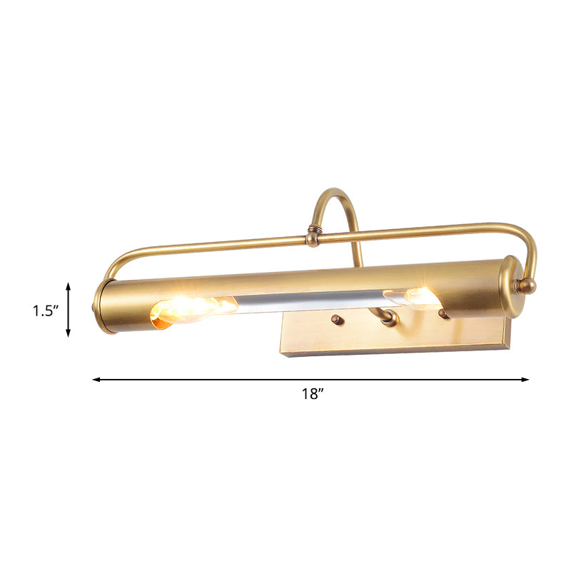 Linear Bathroom Vanity Light Fixture Traditional Metal 2-Light Gold Wall Sconce Lighting with Curvy Arm Clearhalo 'Vanity Lights' 'Wall Lights' Lighting' 1475247