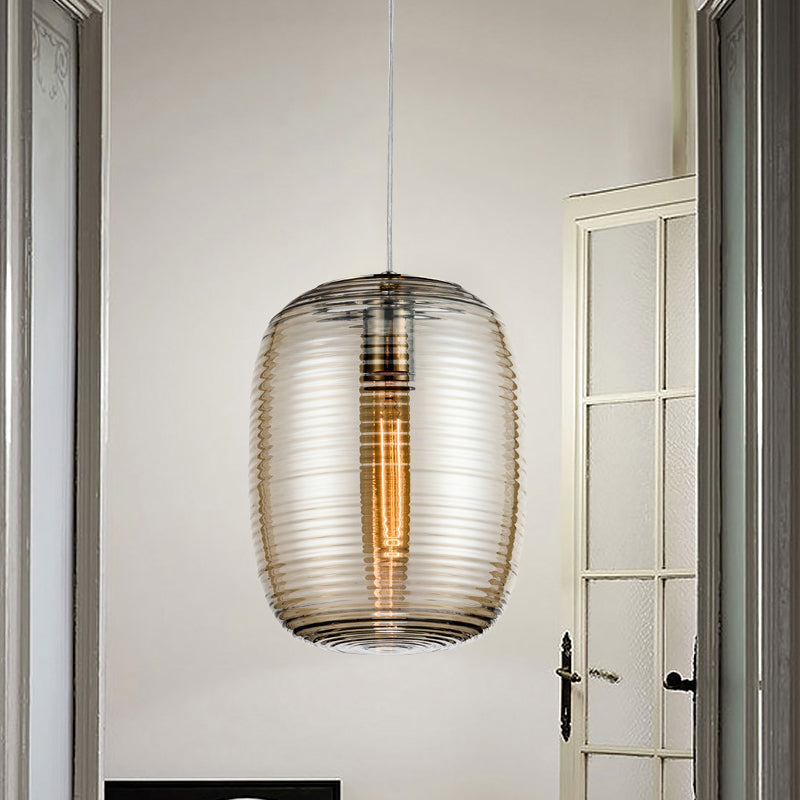 Simple Cylindrical Hanging Light Cognac Wavy Glass Single Dining Room Drop Pendant Clearhalo 'Ceiling Lights' 'Glass shade' 'Glass' 'Modern Pendants' 'Modern' 'Pendant Lights' 'Pendants' Lighting' 1475909