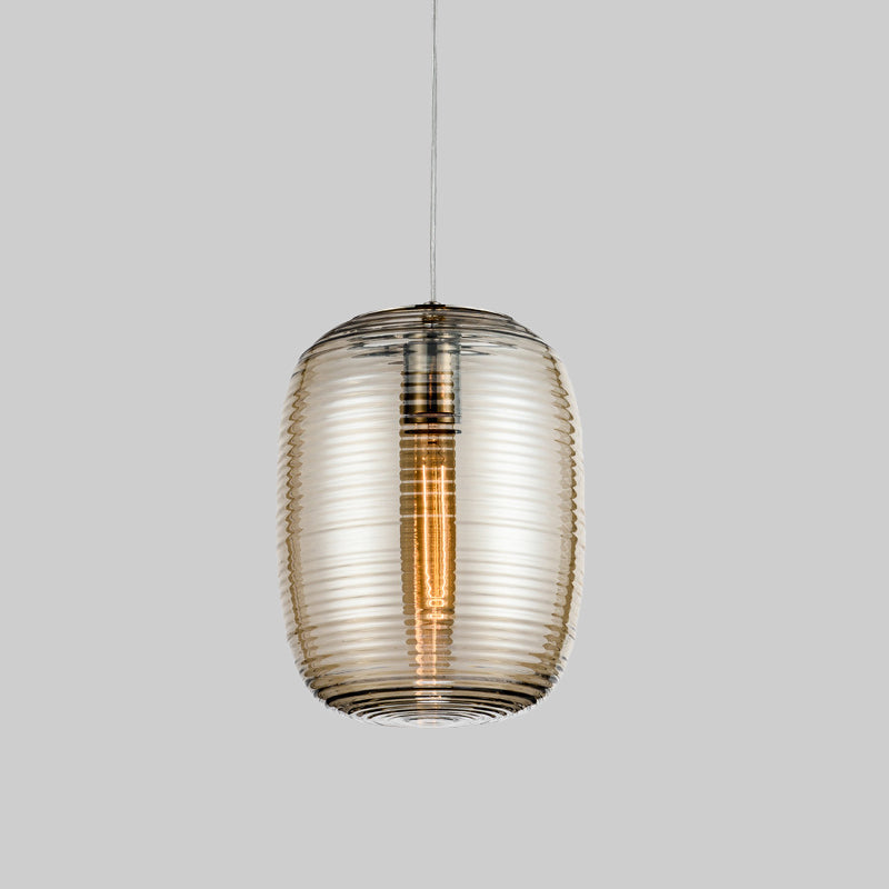 Simple Cylindrical Hanging Light Cognac Wavy Glass Single Dining Room Drop Pendant Clearhalo 'Ceiling Lights' 'Glass shade' 'Glass' 'Modern Pendants' 'Modern' 'Pendant Lights' 'Pendants' Lighting' 1475911