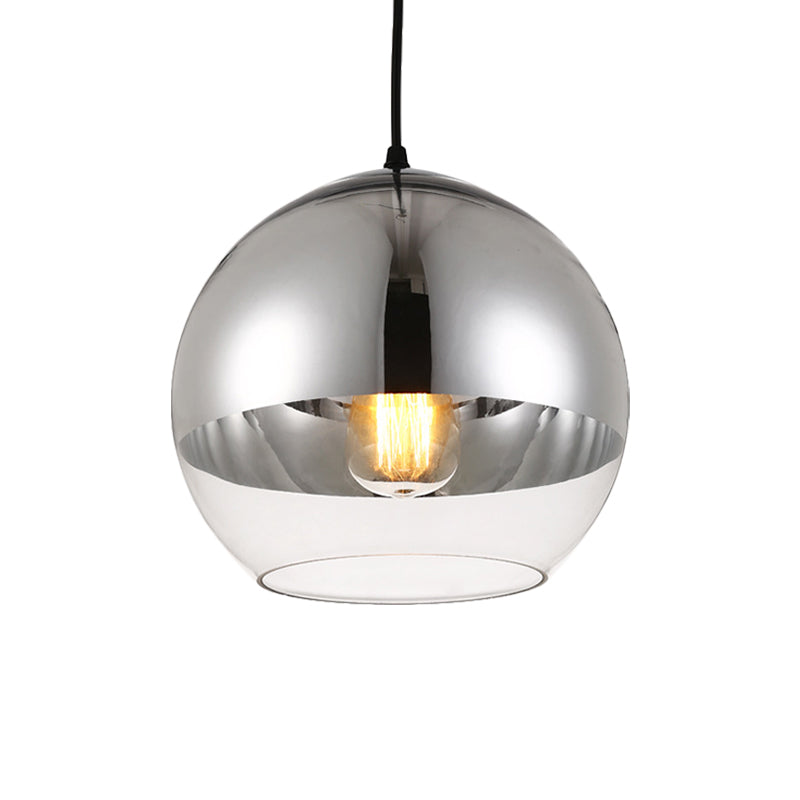 Silver Sphere Pendant Lamp Minimalist 1 Bulb 6