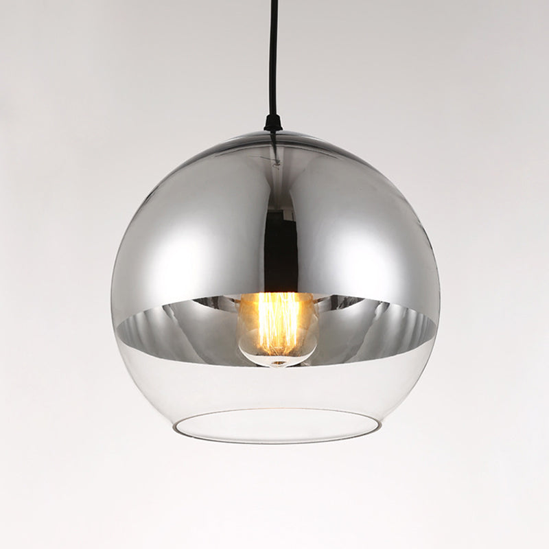 Silver Sphere Pendant Lamp Minimalist 1 Bulb 6