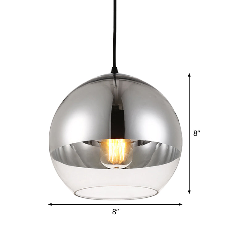 Silver Sphere Pendant Lamp Minimalist 1 Bulb 6