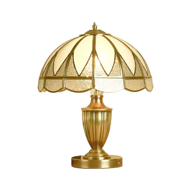 Gold 1 Head Table Light Colonial Beige and Frosted Glass Dome 12