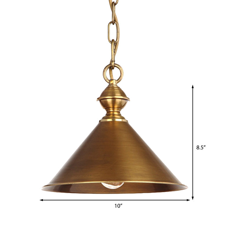 Metallic Brass/Gold Finish Pendant Lighting Conical Shade 7