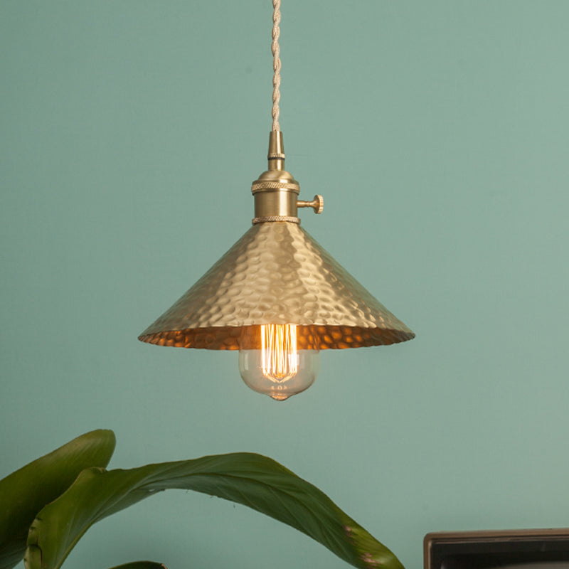 Metallic Brass/Gold Finish Pendant Lighting Conical Shade 7