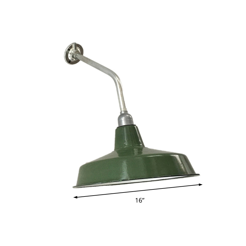 Barn Shade Living Room Wall Lighting Vintage Stylish Metallic 1 Bulb Green Wall Sconce, 14