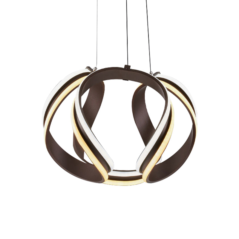 White/Brown Twisted Ceiling Lamp Simplicity Single Light Acrylic Chandelier in Warm/White/Natural Light Clearhalo 'Ceiling Lights' 'Chandeliers' 'Modern Chandeliers' 'Modern' Lighting' 149151