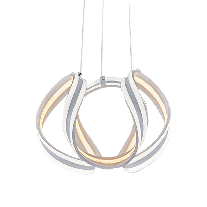 White/Brown Twisted Ceiling Lamp Simplicity Single Light Acrylic Chandelier in Warm/White/Natural Light Clearhalo 'Ceiling Lights' 'Chandeliers' 'Modern Chandeliers' 'Modern' Lighting' 149155