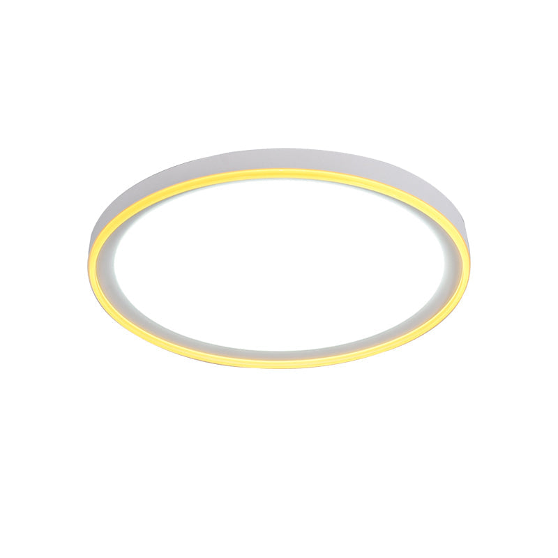 White/Pink/Yellow Metal Round Flush Light Acrylic Shade Nordic 16