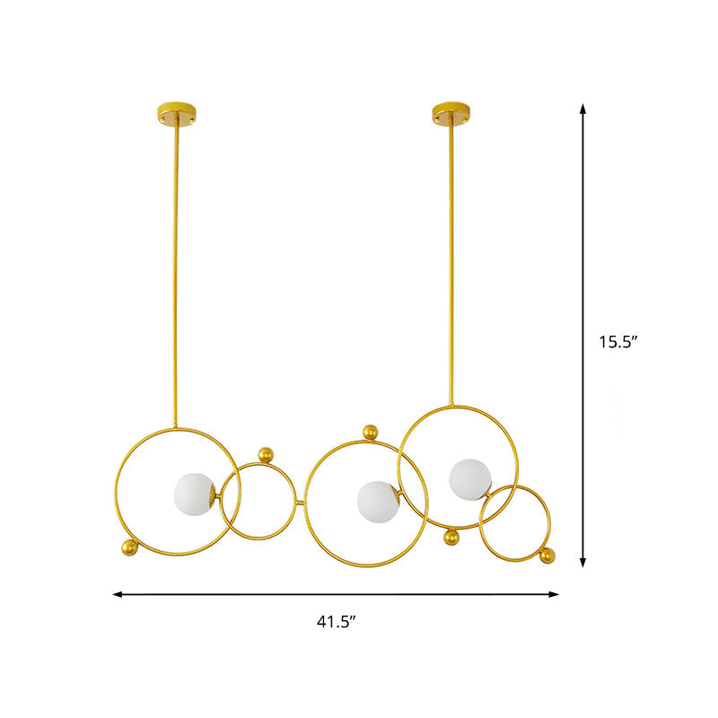 White Glass Ring Island Light Contemporary 3-Light Ceiling Pendant in Gold with Adjustable Rods Clearhalo 'Ceiling Lights' 'Island Lights' Lighting' 150080