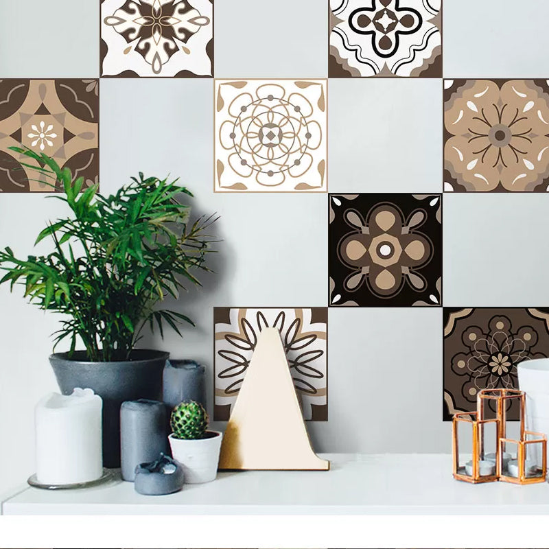 Brown Mandala Wallpaper Floral Bohemia Peel and Stick Wall Decor for Living Room Brown Clearhalo 'Wall Decor' 'Wallpaper' 1501025