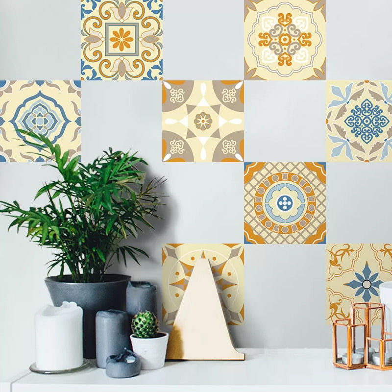 Orange-Yellow Tile Wallpaper Pick Up Sticks Bohemian Living Room Wall Covering (1 Pc) Orange-Yellow Clearhalo 'Wall Decor' 'Wallpaper' 1501029