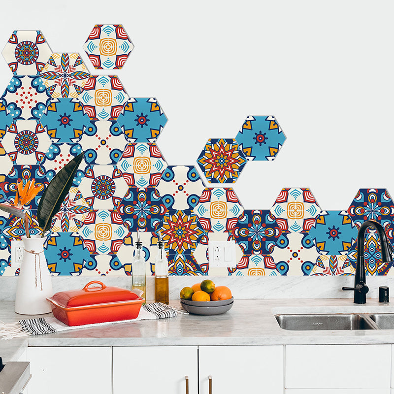 Flower Pattern Wallpaper Panels Red-Yellow-Blue Bohemian Stick On Wall Decor for Balcony Clearhalo 'Wall Decor' 'Wallpaper' 1501043