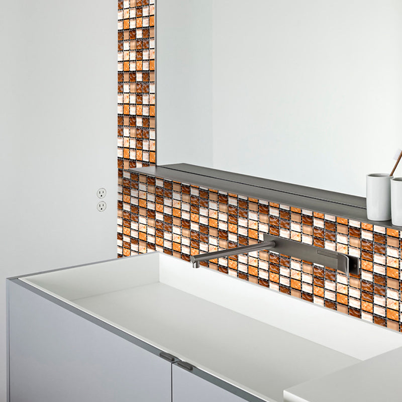 Contemporary Mosaic Tiles Peel Wallpaper Panels for Bathroom 2.2-sq ft Wall Decor in Brown Clearhalo 'Wall Decor' 'Wallpaper' 1501072