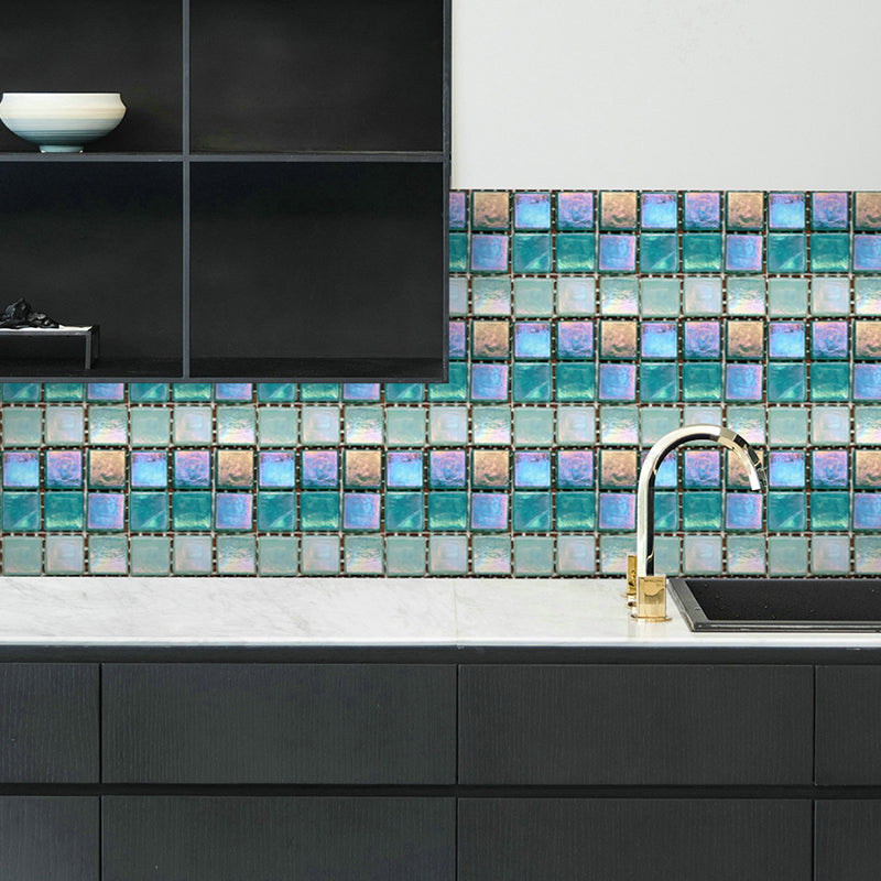 Mosaic Tiles Peel off Wallpaper Panels Blue Modern Style Wall Covering for Dining Room Clearhalo 'Wall Decor' 'Wallpaper' 1501091