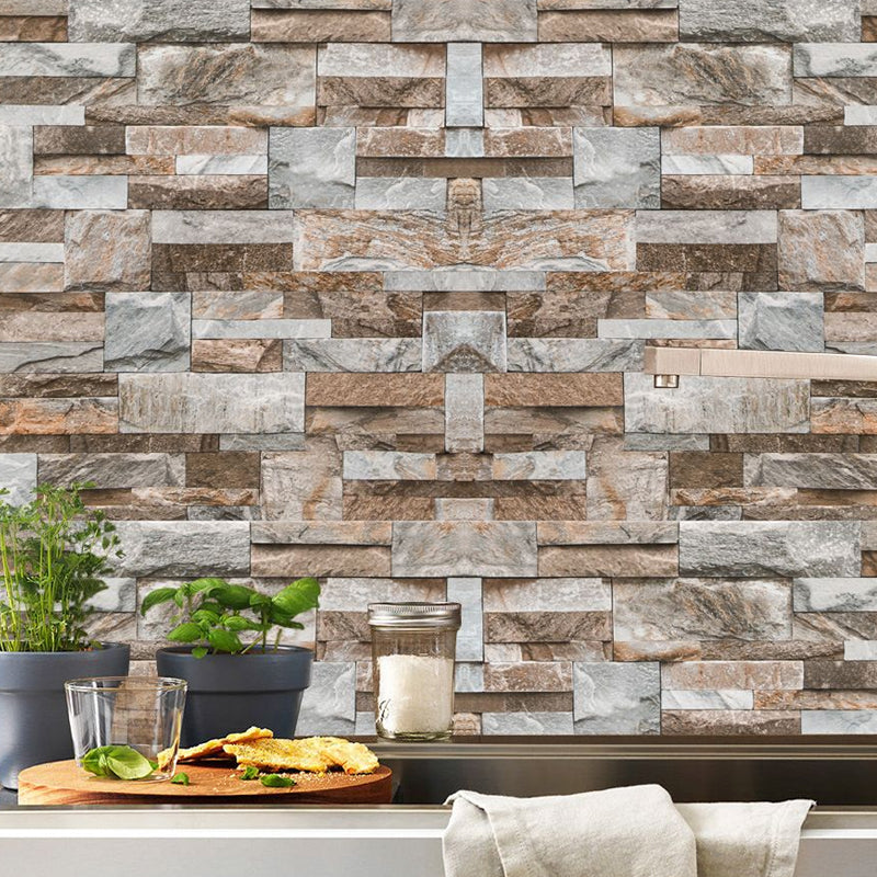 Country Marble Rock Stick Wallpaper Panel for Washroom 8' x 8