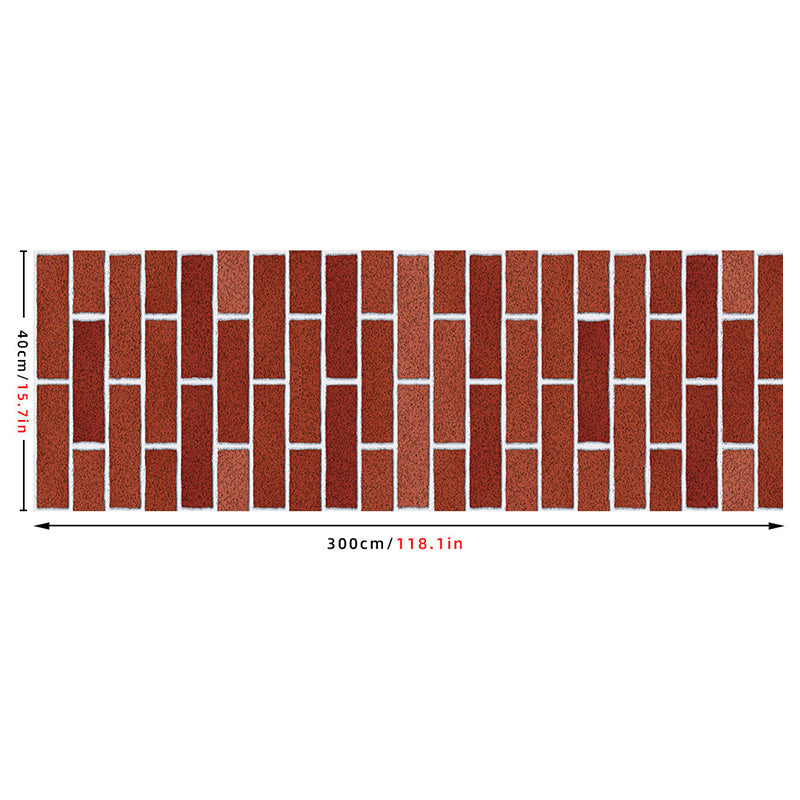 Clean Brick Peel Off Wallpaper Roll for Kitchen Bar, Red, 10' L x 15.7