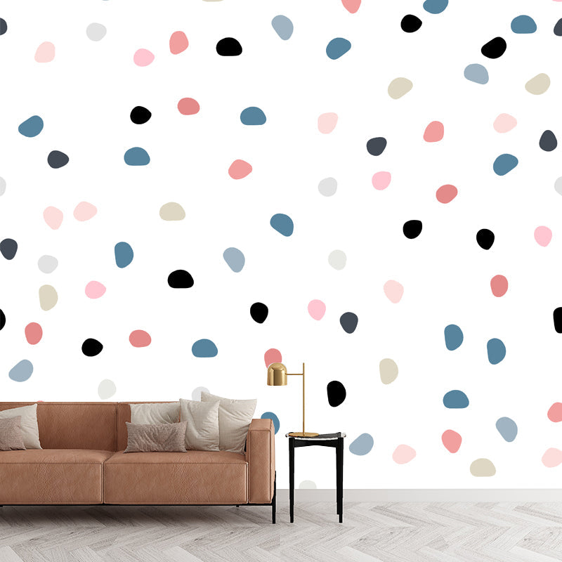 Multicolored Spots Wall Mural Stain-Proof Kids Style Bedroom Wall Covering on White White Clearhalo 'Wall Decor' 'Wall Mural' 1501476