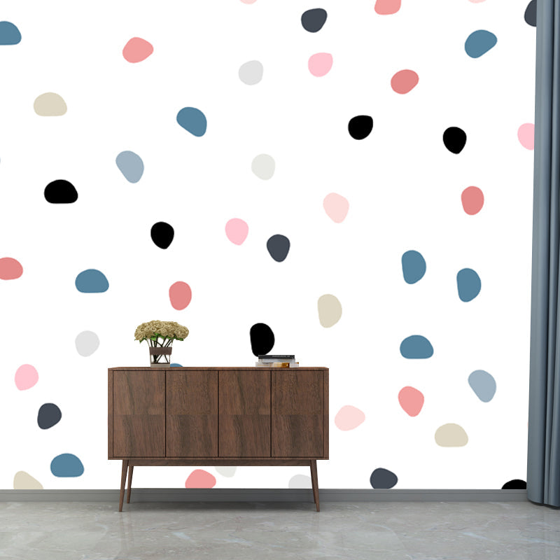 Multicolored Spots Wall Mural Stain-Proof Kids Style Bedroom Wall Covering on White Clearhalo 'Wall Decor' 'Wall Mural' 1501477