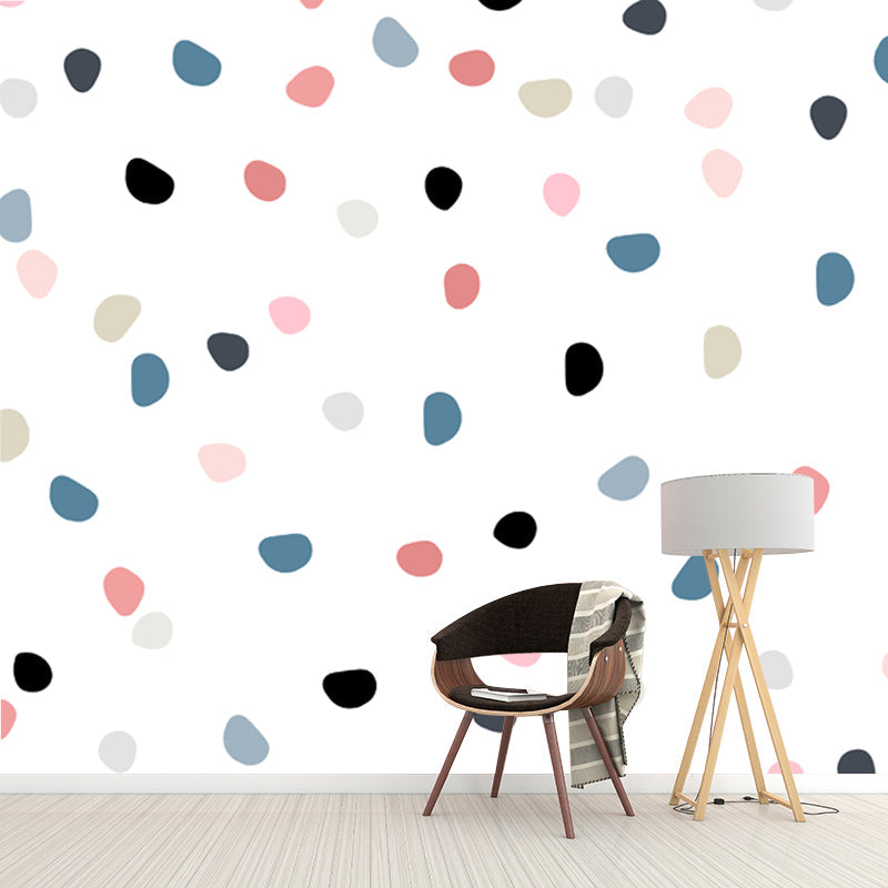 Multicolored Spots Wall Mural Stain-Proof Kids Style Bedroom Wall Covering on White Clearhalo 'Wall Decor' 'Wall Mural' 1501478