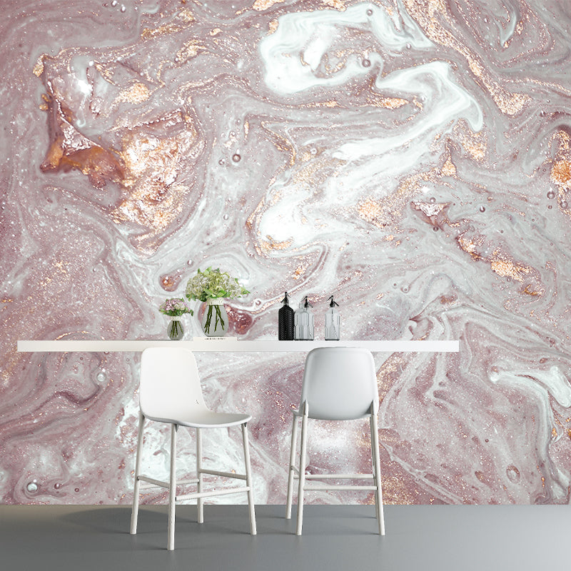 Pink Flow Pattern Mural Decal Faux Texture Look Modern Stain Resistant Wall Art for Home Clearhalo 'Wall Decor' 'Wall Mural' 1501505