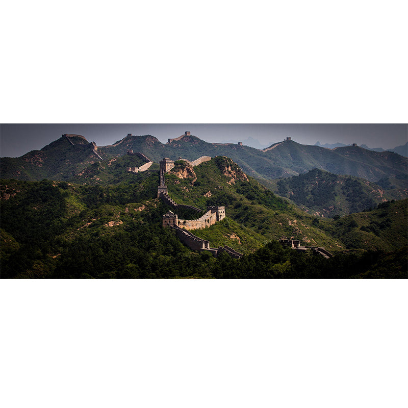 Whole the Great Wall Mural Wallpaper Modern Enchanting Mountain Landscape Wall Decor in Grey-Green Clearhalo 'Wall Decor' 'Wall Mural' 1501637