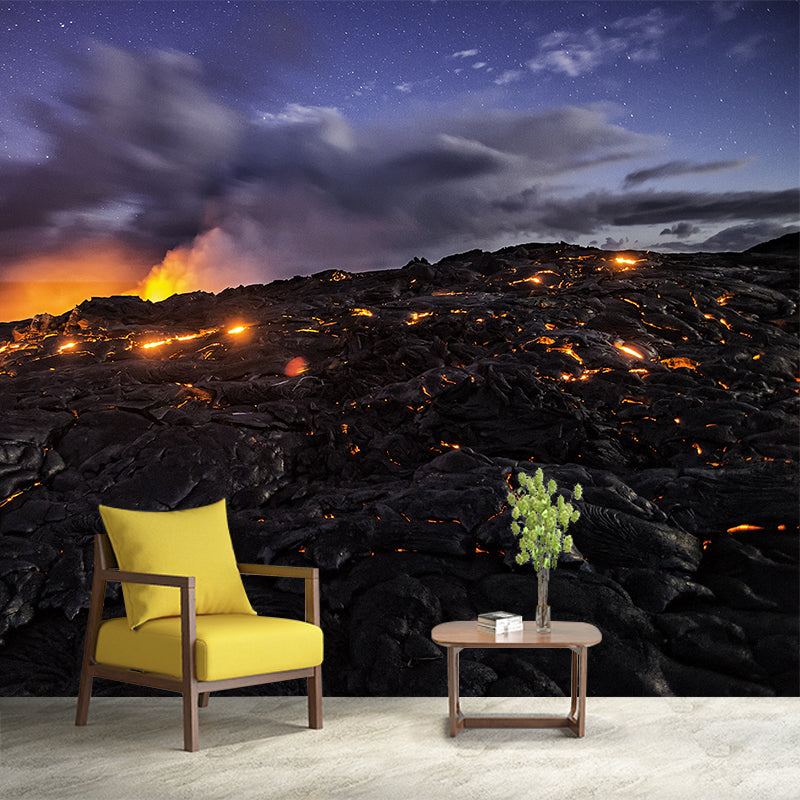 Photography Volcano Scene Mural Large Wall Covering for Living Room, Customized Size Clearhalo 'Wall Decor' 'Wall Mural' 1501775