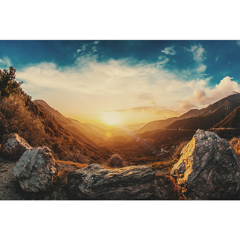 Mountain Sunrise Scenery Mural Contemporary Moisture Resistant Bedroom Wall Covering, Optional Size Clearhalo 'Wall Decor' 'Wall Mural' 1501792