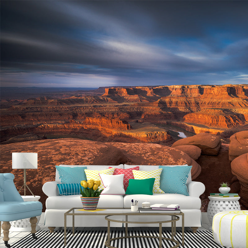 Orange Landscape Wallpaper Mural Dead Horse Point State Park Scenic Modern Waterproof Wall Decor Clearhalo 'Wall Decor' 'Wall Mural' 1501911