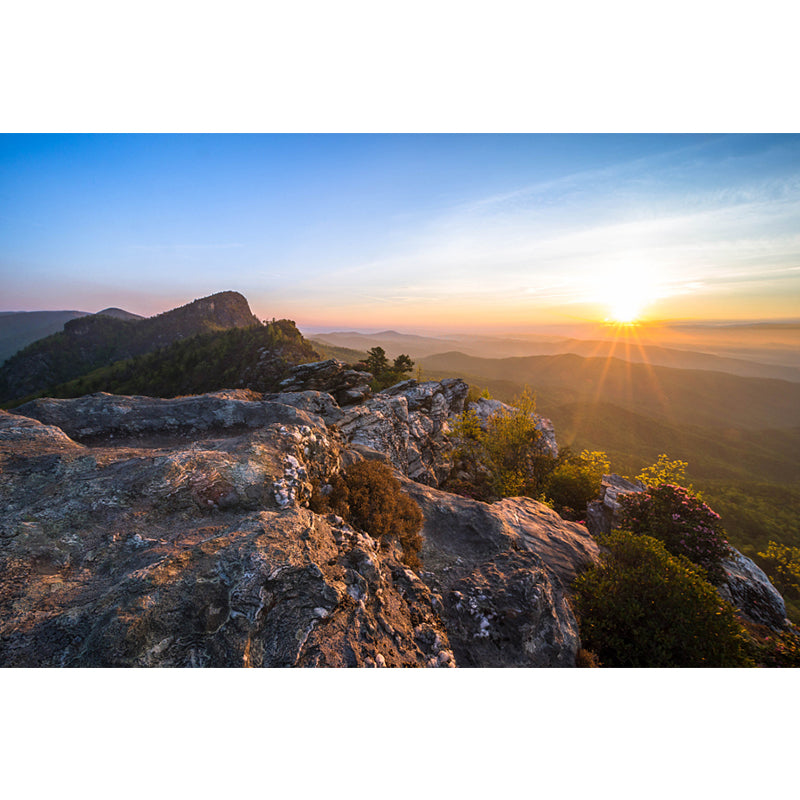 Custom Photo Print Modern Mural with Sunrise View from Rock Peak Pattern in Brown Clearhalo 'Wall Decor' 'Wall Mural' 1501972