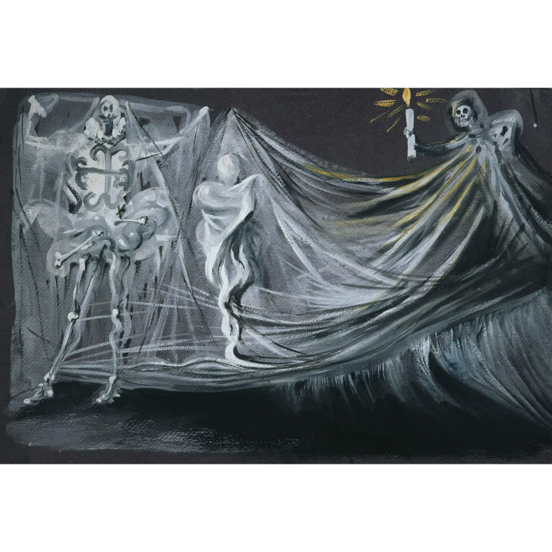 Smooth Large Grey Mural Surrealist Design for the Death Scene in Don Juan Tenorio Wall Covering, Size Optional Clearhalo 'Wall Decor' 'Wall Mural' 1502646